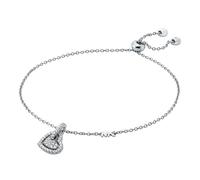 Michael Kors Love Sterling Silver & CZ Heart Shaped Charm Bracelet