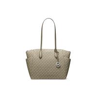 Michael Kors Marilyn Medium Top-Zip Tote Bag, Silver-Tone Hardware/MK Signature/Olive