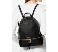 Michael Kors Rhea Zip Medium PKT Backpack Leather Black New