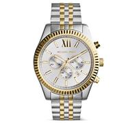 Michael Kors Mens Chronograph Watch Two Tone Stainless Steel Bracelet Silver Dial MK8344