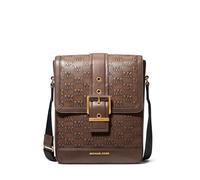 Michael Kors Men's Colby Crossbody Map Bag, Brushed Gold-tone Hardware/Chocolate, One Size