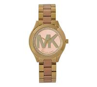 MICHAEL KORS Mini Slim Runway Womens Quartz Watch with Rose Gold Dial and Gold Stainless Steel Bracelet MK3650