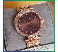 New Genuine Michael Kors MK3217 Darci Rose Gold Crystal Brown Dial Womens Watch