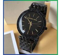 Michael Kors Ladies Womens Darci Watch Black Bracelet Gold Hands MK3337