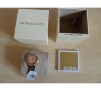 Michael Kors MK3446 Mini Darci Silver Rose Gold Slim Glitz Dial Logo 33MM NEW