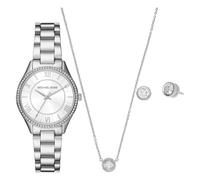 Michael Kors Lauryn Stainless Steel Watch, Silver Tone Necklace & Earrings Giftset