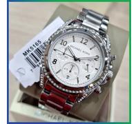 Michael Kors MK5165 Blair Silver Steel Strap Crystal Chrono Womens Watch 39mm