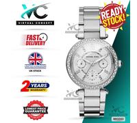 MICHAEL KORS MK5353 Parker Silver Tone Chronograph Date Ladies Watch Genuine