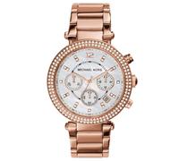 MICHAEL KORS MK5491 Parker Rose Gold Strap White Dial Crystal Womens Watch 39mm