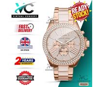 Michael Kors MK5879 Wren Ladies Black & Rose Stainless Steel Chrono Watch + Bag