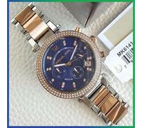 MICHAEL KORS MK6141 Parker Rose Gold Blue Dial Chronograph Womens Ladies Watch