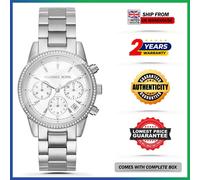 MICHAEL KORS MK6428 Ritz White Dial Stainless Steel Silver Strap Womens Watch UK