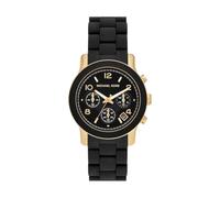 Michael Kors Runway Ladies' Gold-Tone Case & Black Silicone Watch