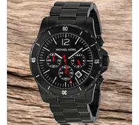 NEW MICHAEL KORS BLACK STAINLESS STEEL ION PLATED CHRONOGRAPH WATCH-MK8161