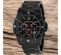 NEW MICHAEL KORS BLACK STAINLESS STEEL ION PLATED CHRONOGRAPH WATCH-MK8161