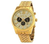 Michael Kors MK8494 Lexington Men Gold Crystal Pave Stainless Chrono Watch & Bag