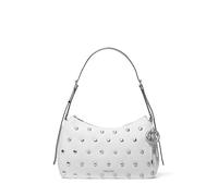 Michael Kors Nolita Medium Top Zip Convertible Shoulder Bag, Silver-tone Hardware/Matte Pebbled Leather W/ Dome Studs/Optic White, One Size