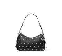 Michael Kors Nolita Medium Top Zip Convertible Shoulder Bag, Silver-tone Hardware/Matte Pebbled Leather W/ Dome Studs/Black, One Size
