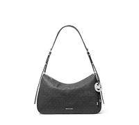 Michael Kors Nolita Medium Top Zip Convertible Shoulder Bag, Silver-tone Hardware/Tonal Mk Signature Coated Twill/Black, One Size