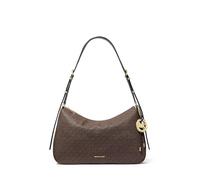 Michael Kors Nolita Medium Top Zip Convertible Shoulder, Gold-tone Hardware/Mk Signature Coated Twill/Brown/Black, One Size, Nolita Medium Top Zip Convertible Shoulder