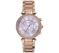 Michael Kors Parker Ladies Chronograph Watch Rose Gold PVD Bracelet Lilac Dial MK6169