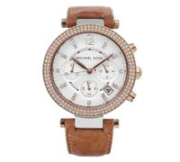 Michael Kors Parker MK5633 Women's Chronograph Watch - 39mm White Dial Tan Leather Strap