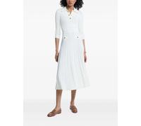 Michael Kors pleated polo-collar midi dress - White XS-S-M-L