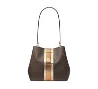 Michael Kors Pratt Medium Signature Logo Shoulder Bag, Brown Metallic Stripe, Medium