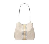 Michael Kors Pratt Medium Signature Logo Shoulder Bag, Pale Gold Stripe, Medium