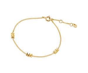 Michael Kors Premium 14ct Gold Plated 6.2" MK Station Bracelet