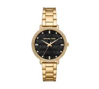 Michael Kors Ladies Pyper Gold Tone Black Dial Watch MK4916