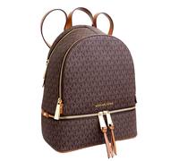 Michael Kors Rhea Zip Medium PKT Backpack MK Logo Brown New