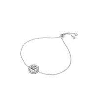 Michael Kors Rhodium-Plated Sterling Silver Pave Logo Slider Bracelet, Silver, Men Ilver