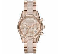 Michael Kors Ritz Ladies Watch|Chronograph|Diamond Accent Bezel|Stainless Strap[Rose Gold Tone - MK6307]