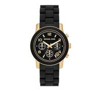 Michael Kors Runway Ladies' Gold-Tone Case & Black Silicone Watch