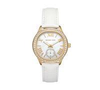 Michael Kors Sage Watch for Women, Quartz Movement with Stainless Steel or Leather Strap, White and Gold Tone, 38 MM