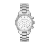 Michael Kors Silver Plated Ladies Bryant Crystal Bezel Bracelet Watch