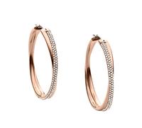 Michael Kors Stainless Steel and Pav? Crystal Hoop Earrings for Women Color: Rose Gold (Model: MKJ3671791)