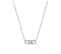 Michael Kors Statement Link MK Sterling Silver Cubic Zirconia Pendant Necklace