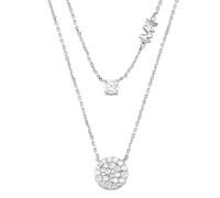 Michael Kors Brilliance Silver CZ MK Layered Necklace