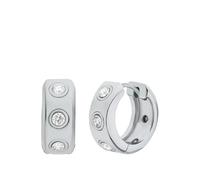Michael Kors Women's Silver-Tone Stone Station Huggie Earrings