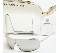 Michael Kors Sunglasses Light Gold Silver Mirror Shield Metal MK 1139 Aix 10146G