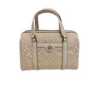 Michael Kors Travel Small Metallic Jacquard Logo Duffle Satchel Crossbody Bag (Pale Gold Multi), Pale Gold Multi