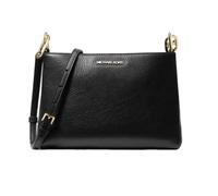 Michael Kors Trisha Leather Medium Triple Compartment Crossbody (Black)