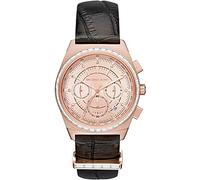 MICHAEL KORS Vail Womens Quartz Watch with Pink Dial and Black Leather Strap MK2616