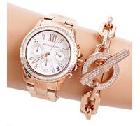 Michael Kors Watch Women's Wrist MK7213 Everest Chronograph IP Rose Gold New
