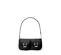 Michael Kors Women Zoe Small Convertible Pouchette Handbag, Silver Tone Hardware/Black, One Size