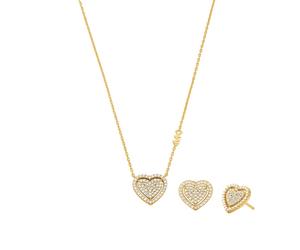 Michael Kors Women's 14ct Gold Plated Sterling Silver Necklace & Earrings Set