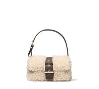 Michael Kors Women's Colby Medium Shoulder Bag, Gold-tone Hardware/Faux Natural Curly Shearling With Brown Mk Signature Trim/Natural Multi, One Size