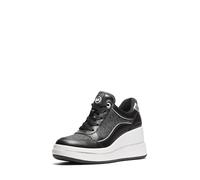 Michael Kors Women's Emmy Wedge Trainer, Black/Signature, 5.5